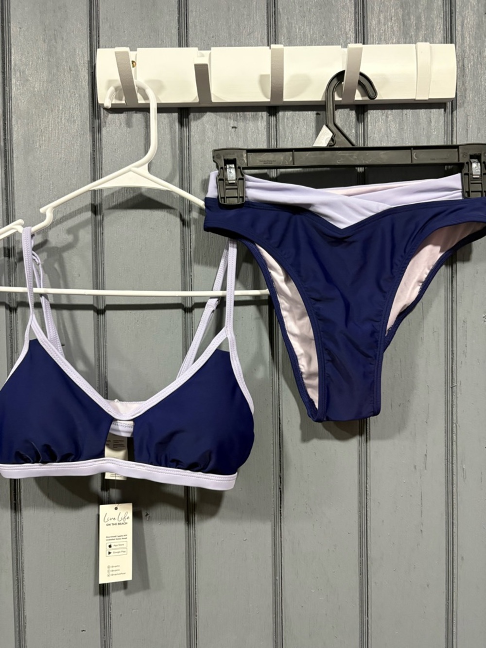Navy and White Bikini Set - Women Swim